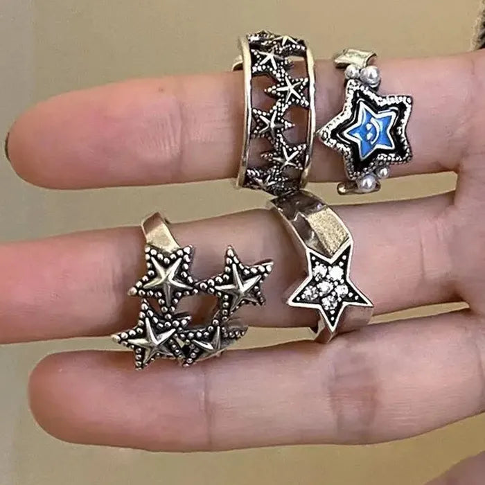 2024 Gothic Star Cocktail Ring Unisex Punk Cross Jewelry Gift