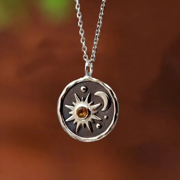 Moonstone Crescent Moon Pendant Necklace Vintage Boho Celestial Jewelry Gifts