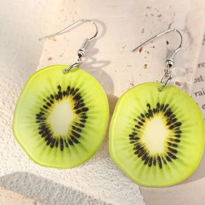 Watermelon Kiwi Acrylic Drop Earrings for Women Trendy Fruit Jewelry 2026