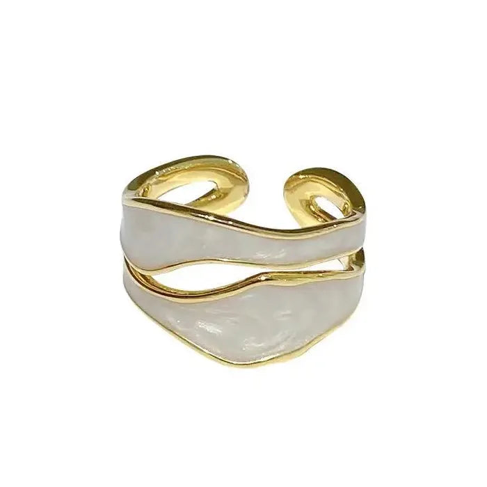 Adjustable Retro Gold Double Oil Drip Ring for Women 2025 Trendy Jewelry