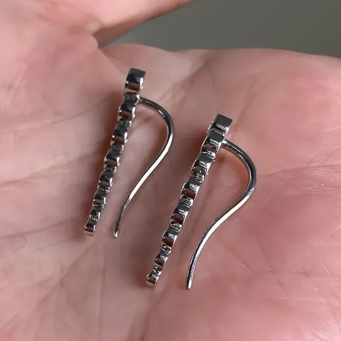 Geometric Drop Earrings with Round Cubic Zirconia Wedding Jewelry Copper Alloy