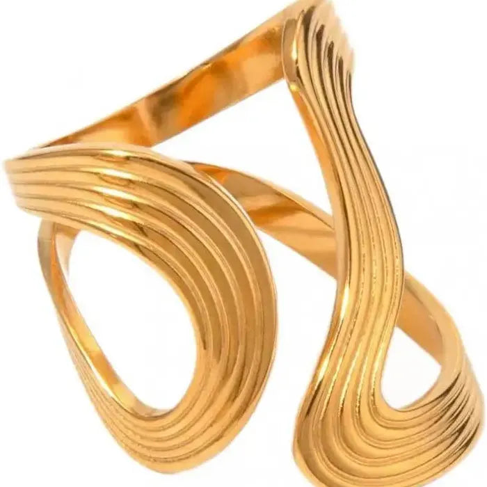 Minimalist Stainless Steel Double Layer S-Shaped Waterproof Ring for Women Jewelry
