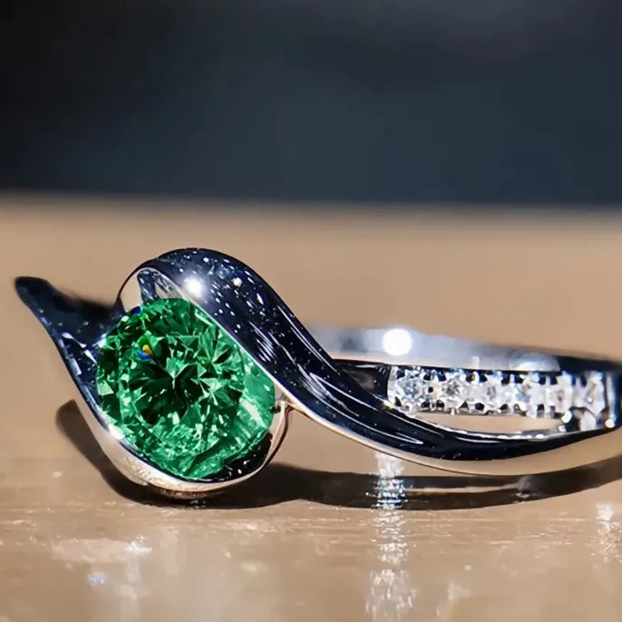 Luxury Women's Brass Geometric Wedding Rings with Cubic Zirconia Engagement Jewelry