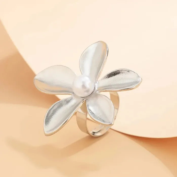 Vintage Gothic Large Metal Starfish Flower Adjustable Ring Women Trendy Jewelry