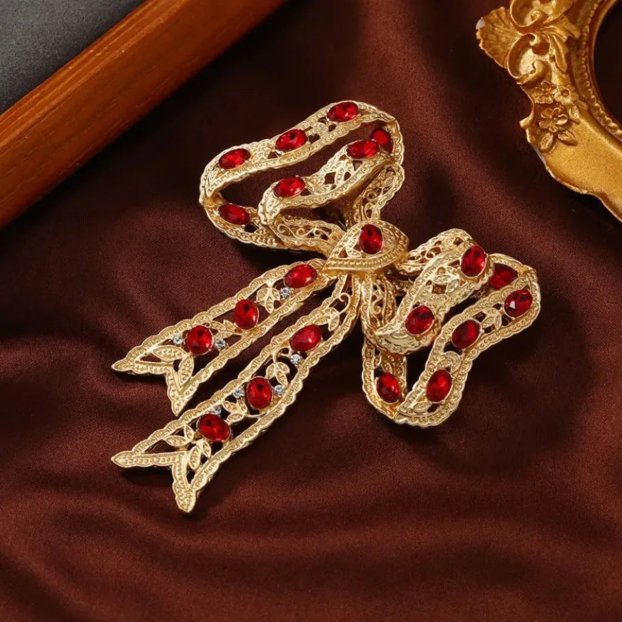 Classic Rhinestone Bow Brooch Wedding Party Gift for Men and Women