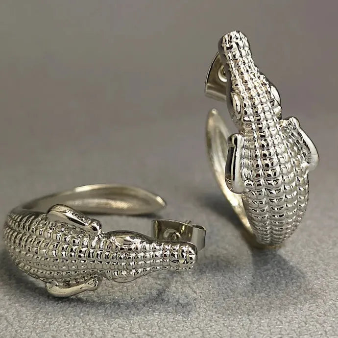 Alloy Crocodile Alligator Stud Earrings Women Punk Animal Jewelry Gifts