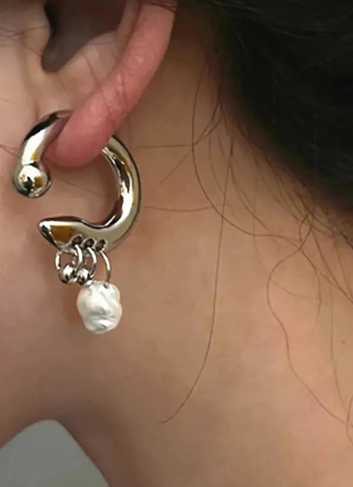 Trend Punk Geometric Pearl Dangle Earrings Zinc Alloy Women Men 2026