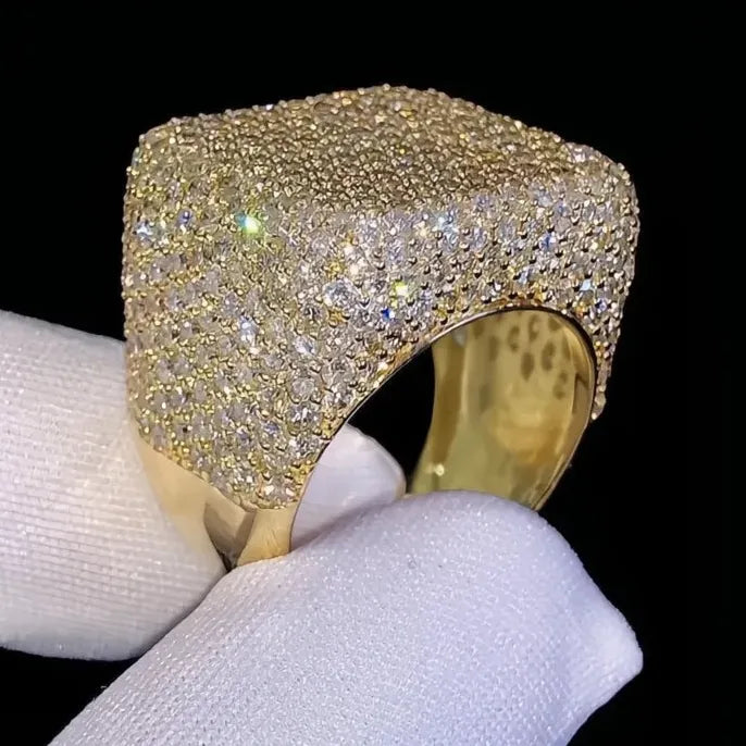 Square Shaped Women’s Ring with Shining Cubic Zirconia Brass Cocktail Jewelry Gift