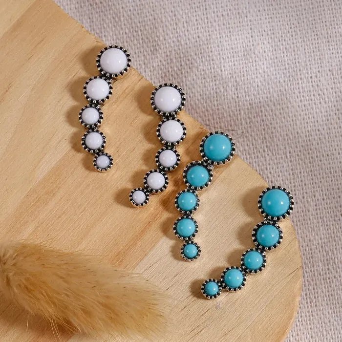 Vintage Turquoise Bohemian Ethnic Women's Synthetic Stone Pendant Earrings Jewelry