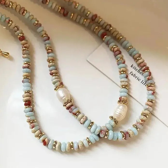 2026 Natural Stone Freshwater Pearl Circle Pendant Necklace Vintage Jewelry Gift
