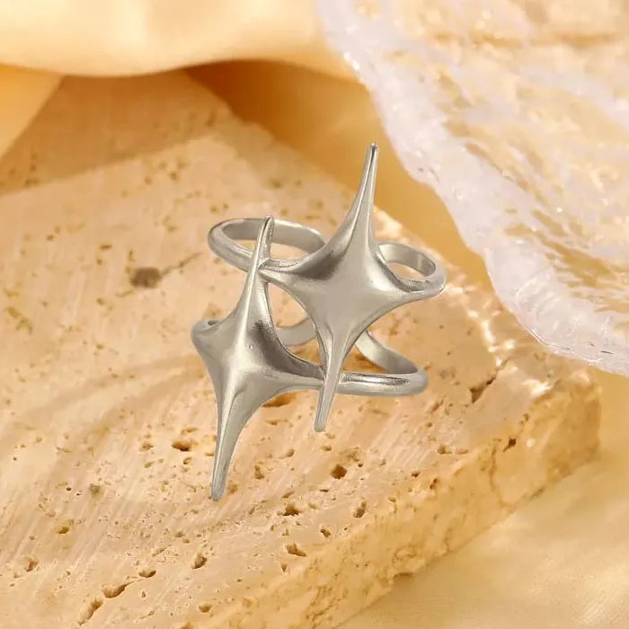 Adjustable Gold Star Stainless Steel Ring for Women Thin Fashion Jewelry
