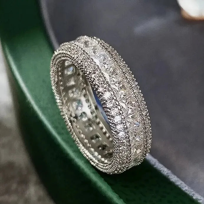 Princess Geometric Cubic Zirconia Promise Ring Women’s Luxury Wedding Band