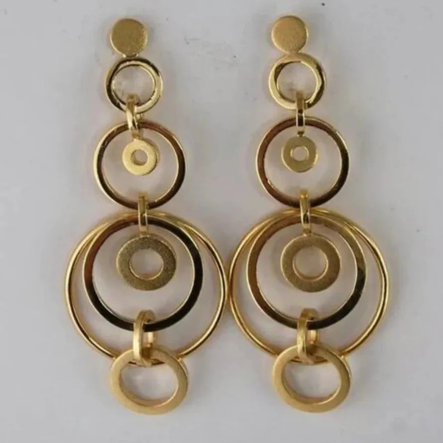 Geometric Gold Color Hollow Drop Earrings for Women Zinc Alloy Jewelry