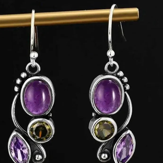 Boho Vintage Moonstone Drop Earrings Zinc Alloy Dangle for Women Gift