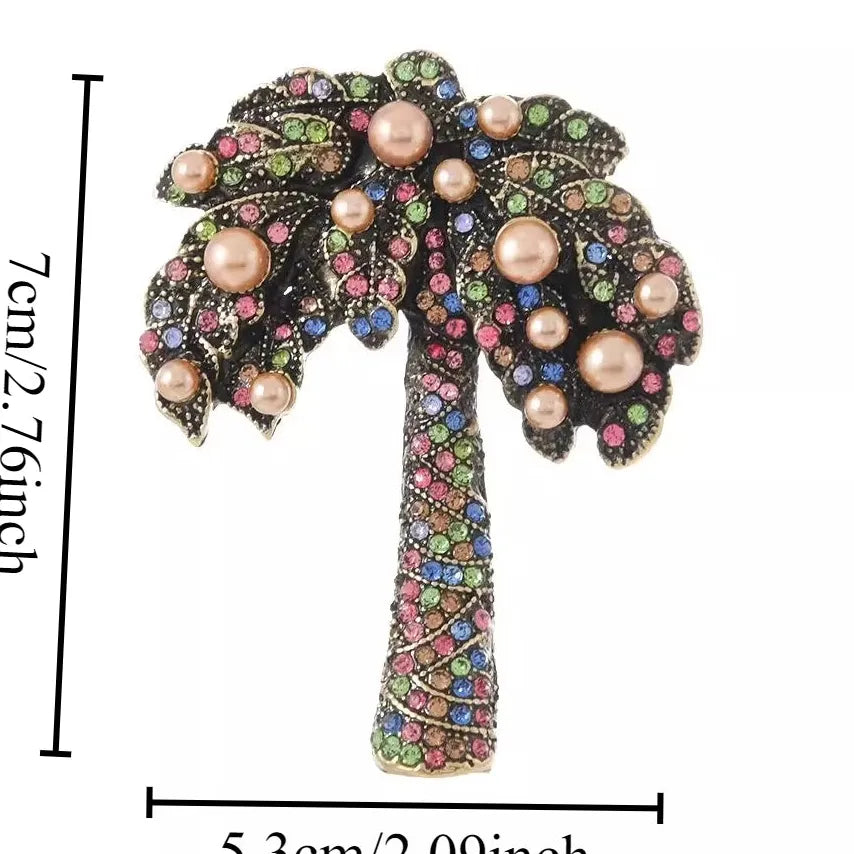 Luxury Coconut Tree Brooch Pin Classic Style Gift for Women Men