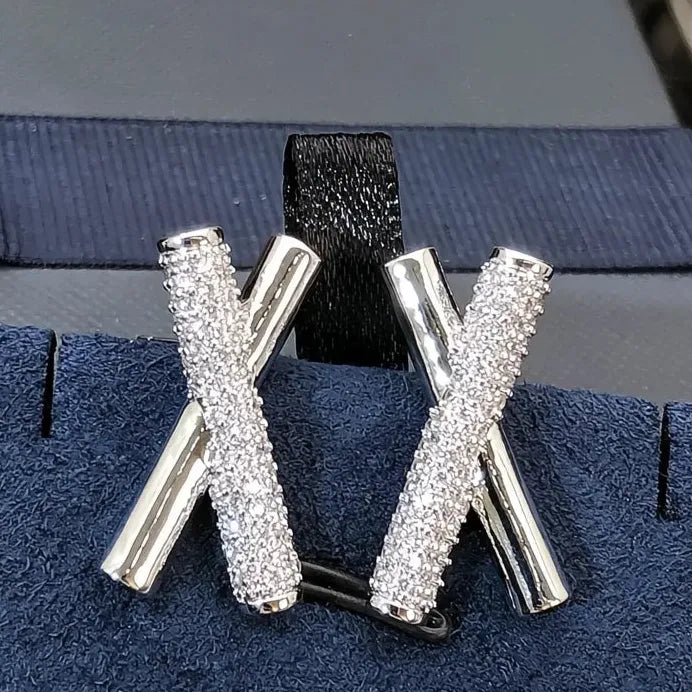 X Shaped Women’s Cubic Zirconia Stud Earrings for Wedding & Daily Wear