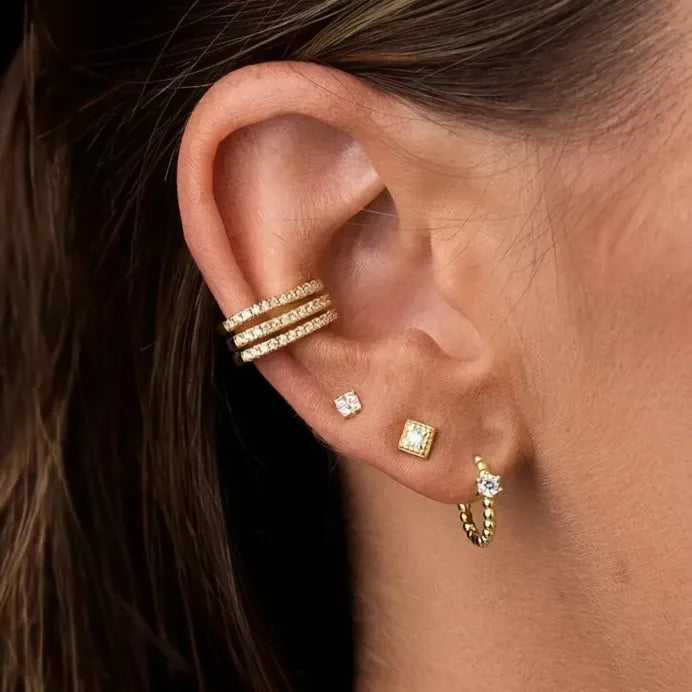 Geometric Cubic Zirconia Hoop Earrings for Women Daily Wear Jewelry