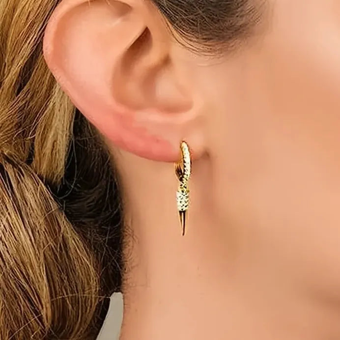 Luxury Gold Circular Cone Hoop Earrings Women Cubic Zirconia Geometric Drop
