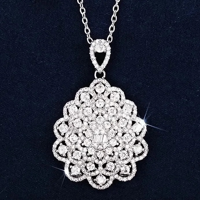 Elegant Geometric Cubic Zirconia Pendant Necklace for Women Wedding Jewelry