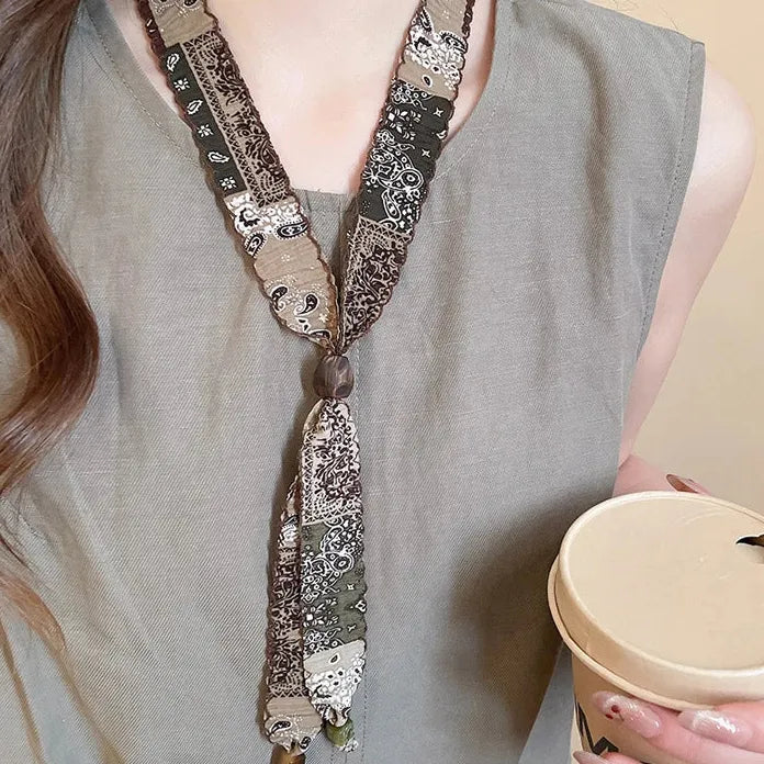 Retro Ethnic Fabric Lace Flower Pendant Necklace for Women Gift