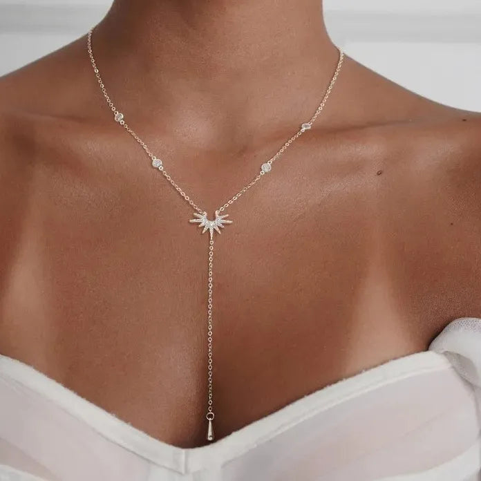 Gold Bowknot Pendant Necklace for Women Beaded Chain Fashion Jewelry