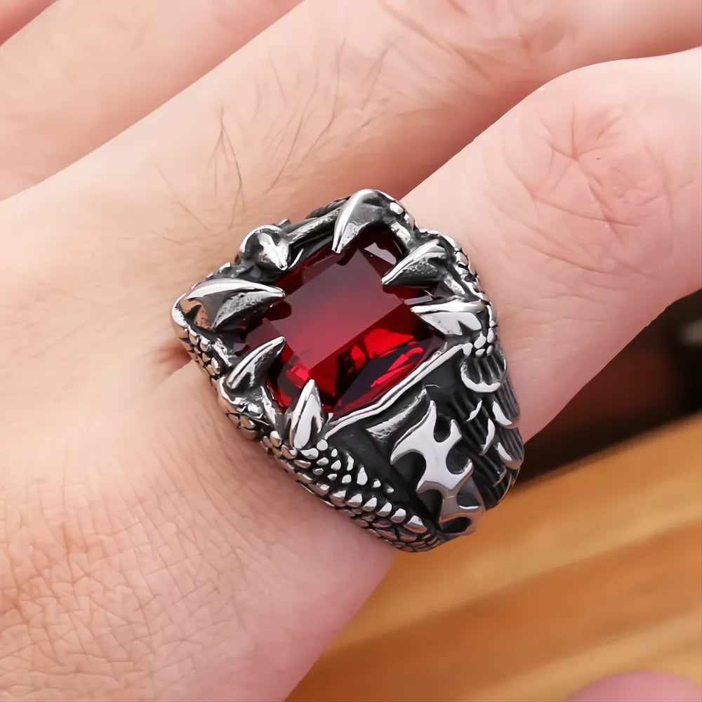 Vintage Viking Dragon Claw Ring for Men Boys 316L Stainless Steel Punk Nordic Jewelry Gift
