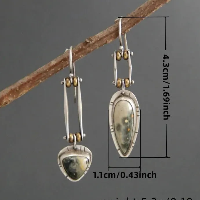 Vintage Bohemian Resin Inlaid Drop Earrings for Men and Women Gift