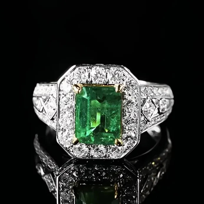 Elegant Green Cubic Zirconia Geometric Wedding Ring for Women Party Jewelry