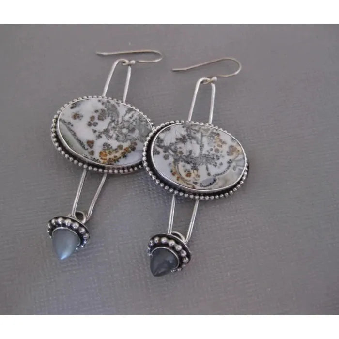 Vintage Water Drop Pendant Earrings Zinc Alloy Round Metal Ladies Jewelry