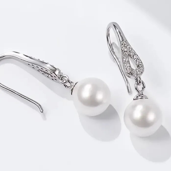 Imitation Pearl Drop Earrings with CZ Brass for Women Wedding Party Gift