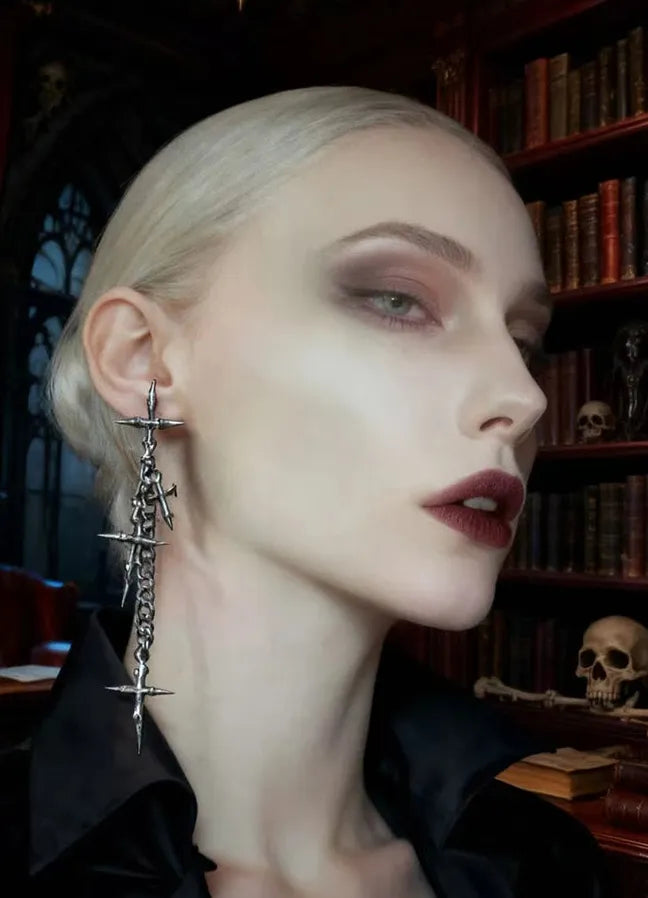 Copper Punk Cross Dangle Earrings Gothic Neo-Gothic Jewelry for Men Women