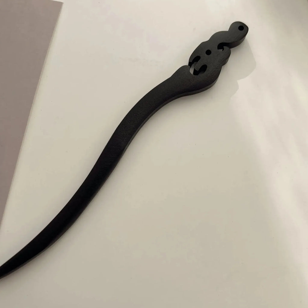 Carved Black Wooden Hair Sticks Traditional Chinese Hair Fork for Women