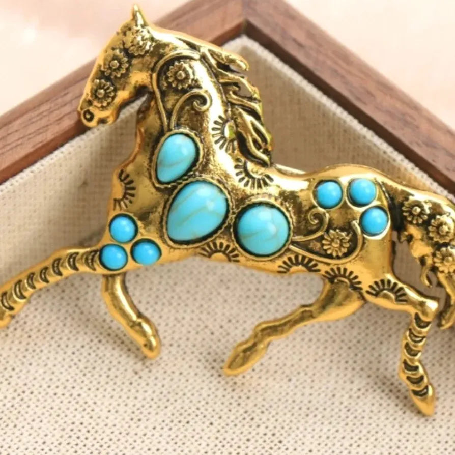 Luxury Vintage Horse Year Warhorse Unicorn Brooch for Men and Women