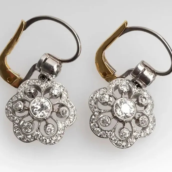 Flower Crystal Wedding Drop Earrings Ladies Fashion Jewelry Cubic Zircon Gift