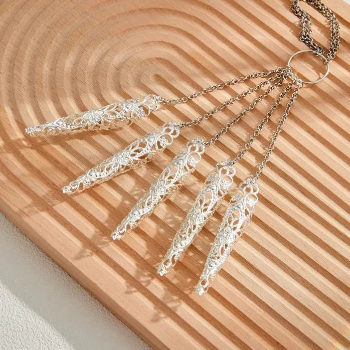 Punk Gothic Cone Tassel Nail Hand Chain Bracelet for Women Trendy Jewelry