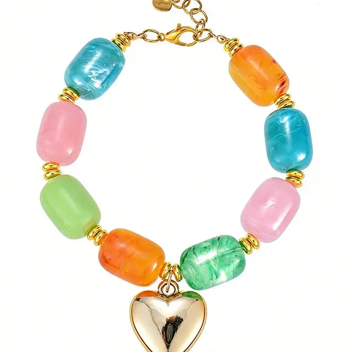 Handmade Beaded Bracelet for Women Boho Chunky Summer Jewelry Charm