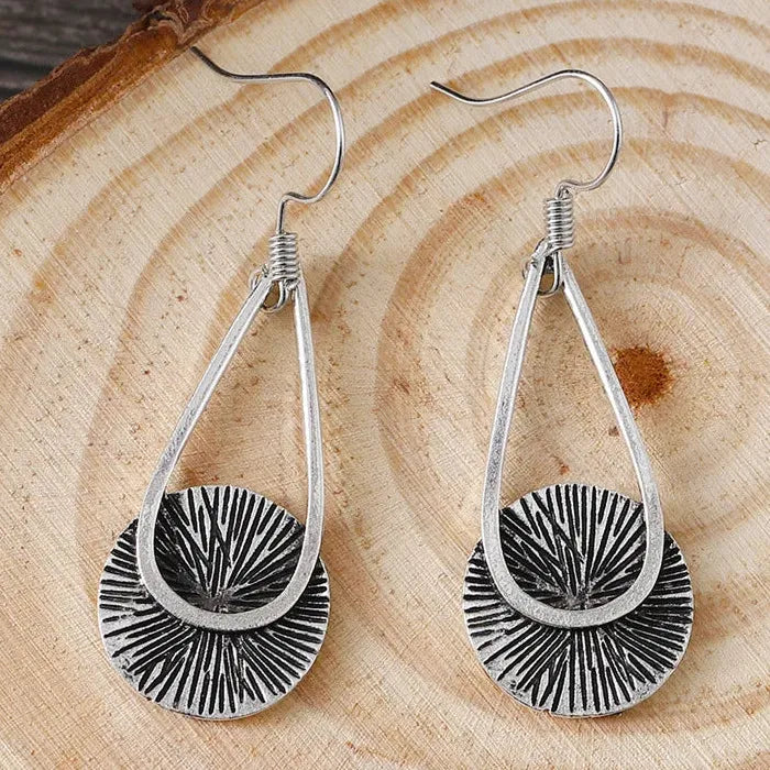 Retro Geometric Fan Drop Earrings Zinc Alloy Ethnic Style Women's Jewelry