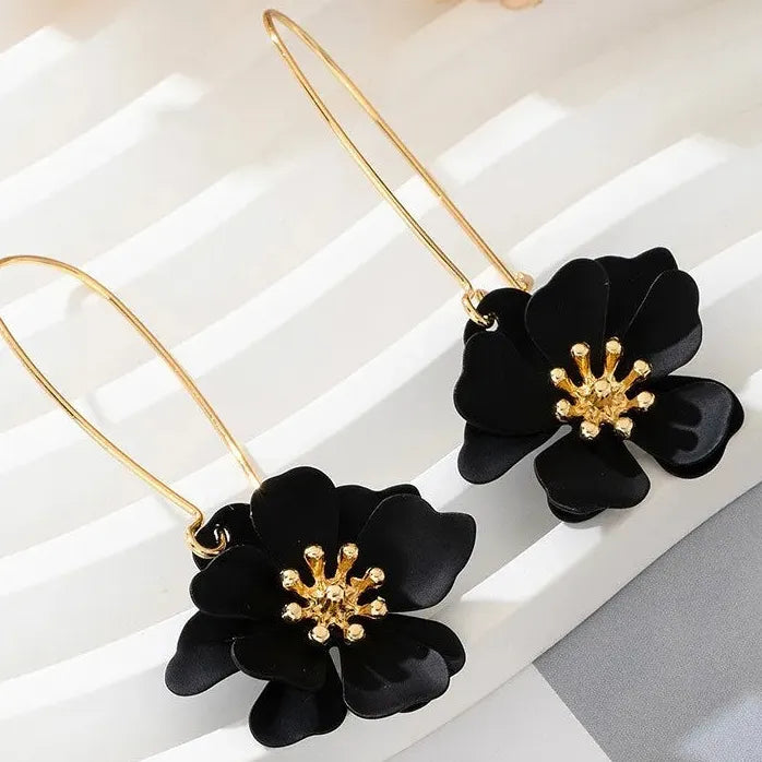 Retro Flower Dangle Earrings for Women Plant Motif Drop Jewelry Vintage Charm