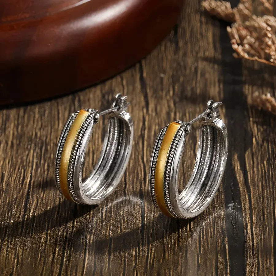 Gold Color Hoop Earrings for Women Zinc Alloy Simple Daily Fashion Jewelry