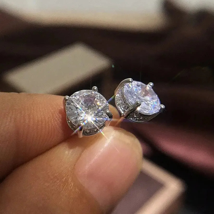 Geometric Cubic Zirconia Copper Earrings for Women and Men, Party Jewelry Gift
