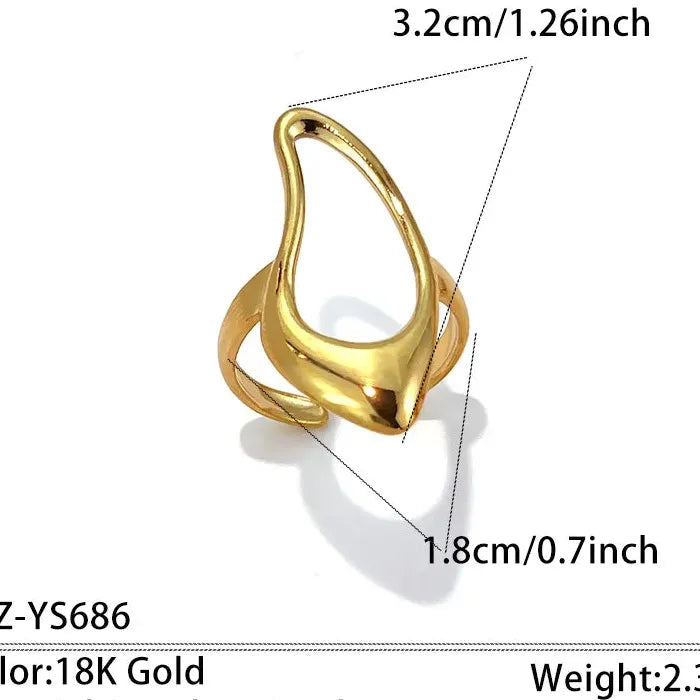 Vintage Stainless Steel Wide Edged Geometric Hollow Rings for Women and Men