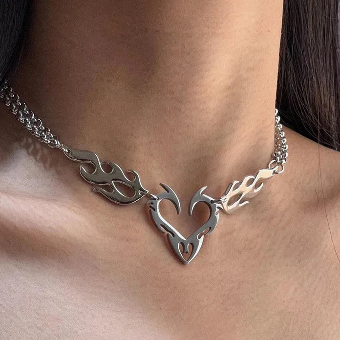 Men's Stainless Steel Knotted Thorn Necklace Hip Hop Silver Pendant Jewelry