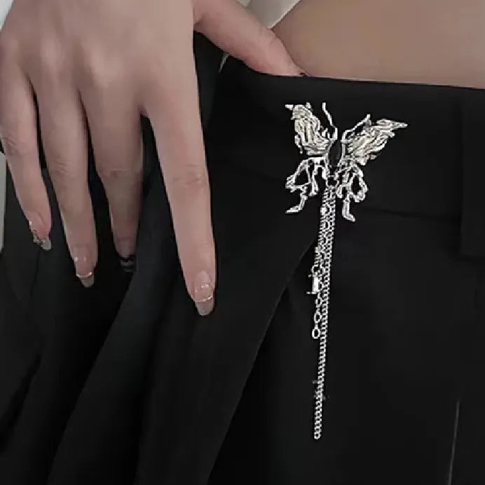 Silver Butterfly Tassel Brooch Pin for Women Pearl Zinc Alloy Jewelry Gift