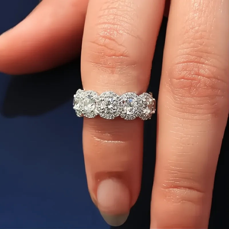 Sparkling Cubic Zirconia Promise Rings for Women Wedding Engagement Bands Silver Color Fashion Jewelry