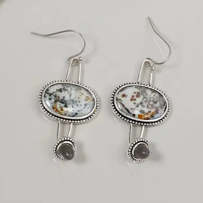 Vintage Water Drop Pendant Earrings Zinc Alloy Round Metal Ladies Jewelry