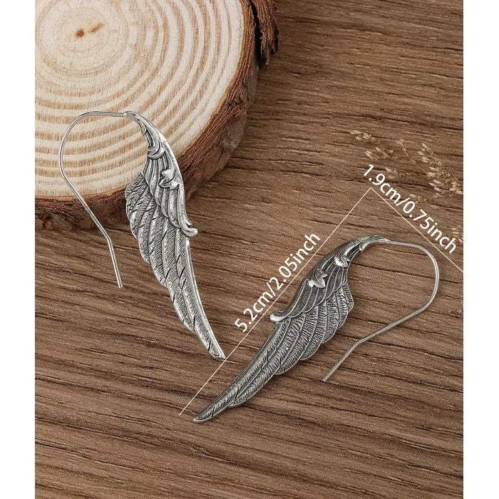 Vintage Angel Wings Feather Earrings Zinc Alloy Pendant Fashion Gift for Women