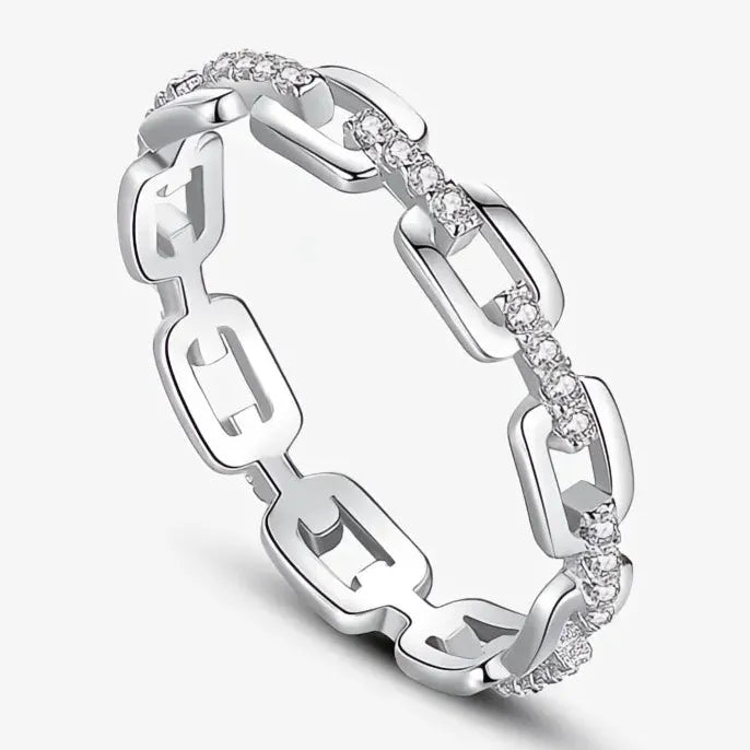 Classic Linked Brass CZ Wedding Bands for Men and Women Couple Eternity Rings