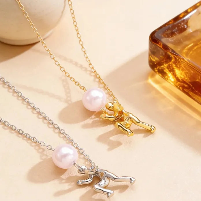 Adjustable Vintage Pearl Pendant Necklace for Women Zinc Alloy Jewelry Gift