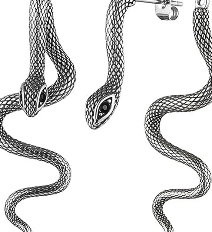 2026 Gothic Snake Zinc Alloy Detachable Long Stud Earrings for Men Women