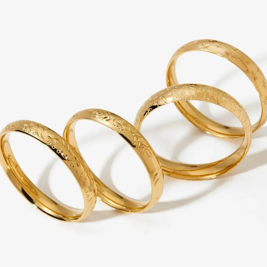 18K Gold Plated Stainless Steel Geometric Bangle Bracelet for Women Girls Jewelry